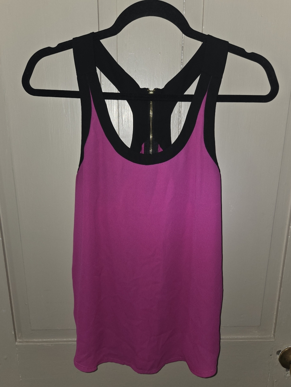 Express Fuchsia Racerback Tank with Black Trim and Back Zip